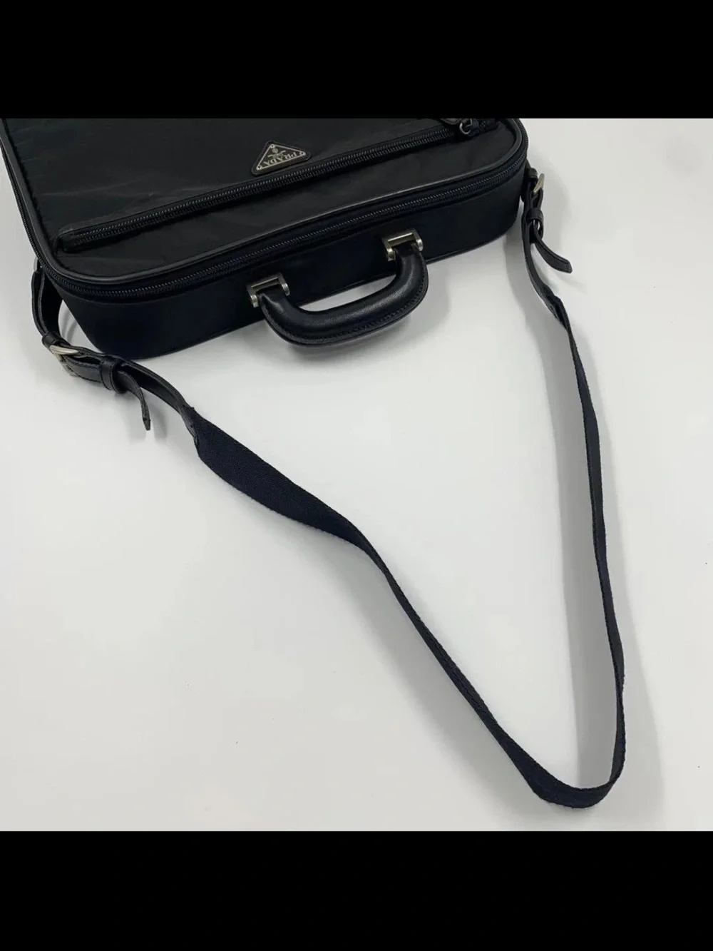 Prada Black Nylon Laptop Briefcase with Shoulder Strap